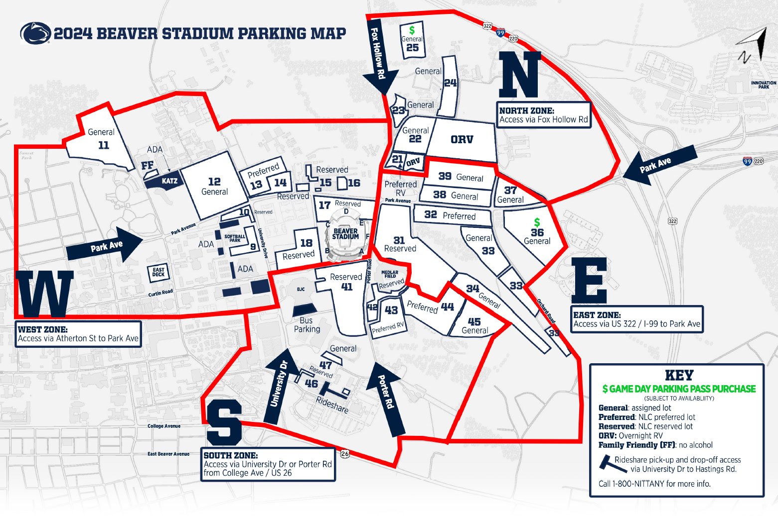 Beaver Stadium Parking Map