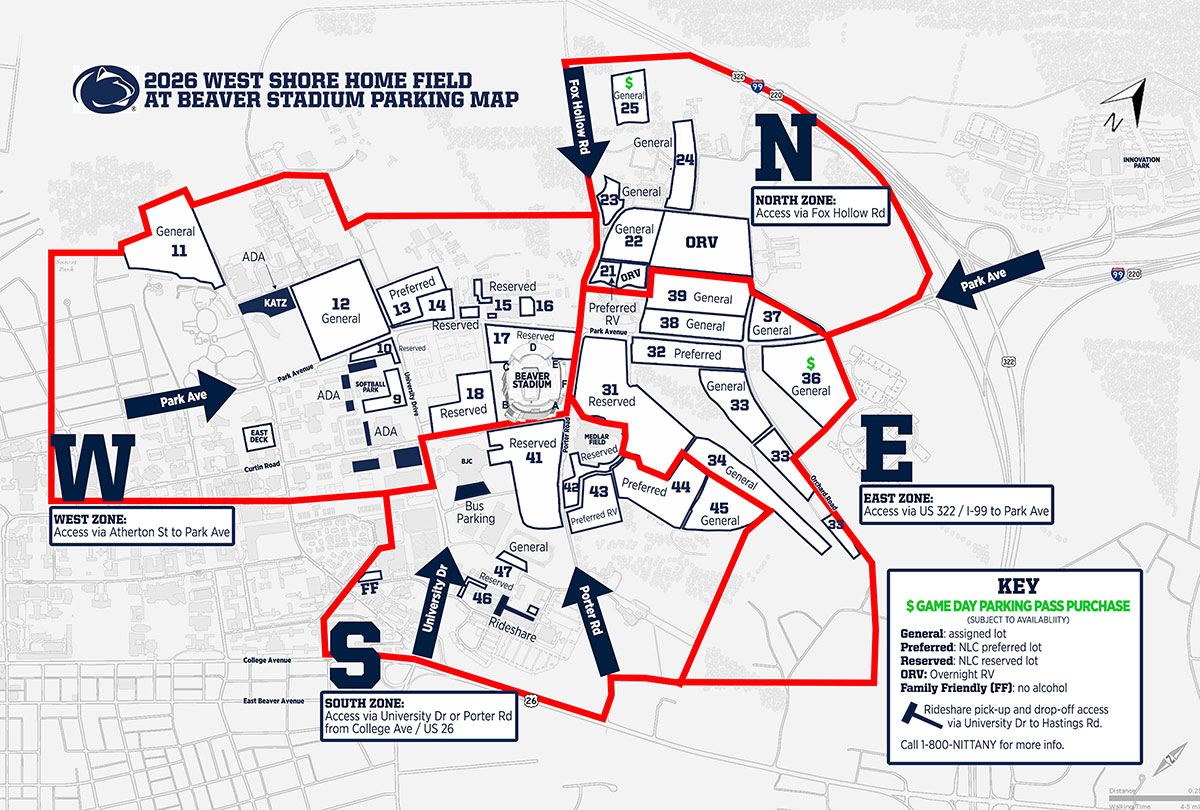 Beaver Stadium Parking Map