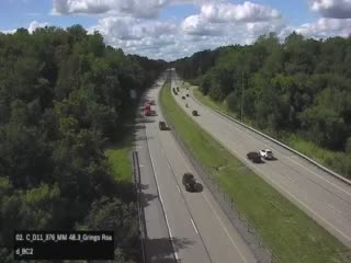 Traffic closest to camera is traveling Eastbound