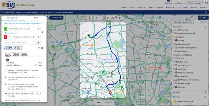 Creating and saving customized route